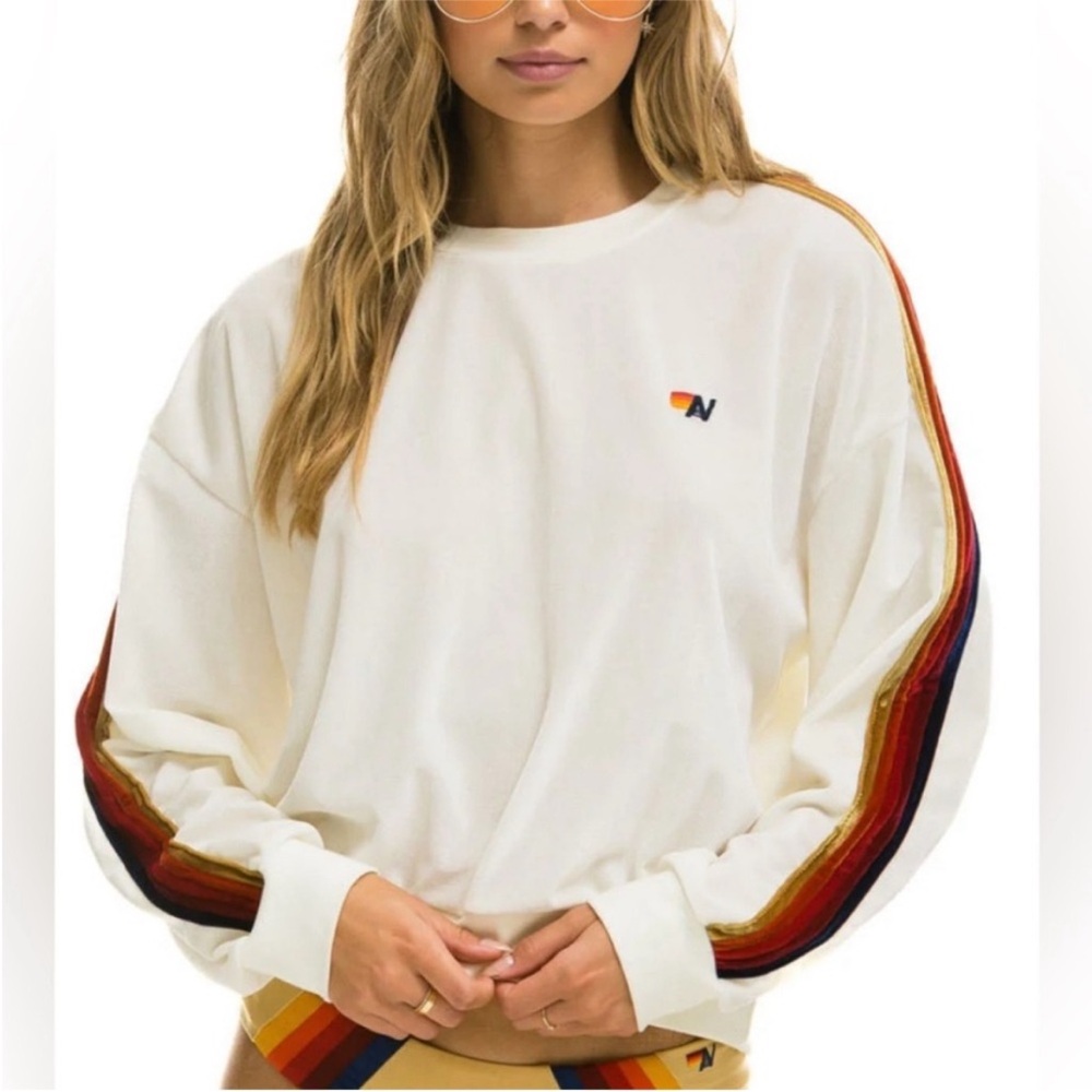 NWOT Aviator Nation Classic Velvet Relaxed Sweatshirt Pullover White sz XXL